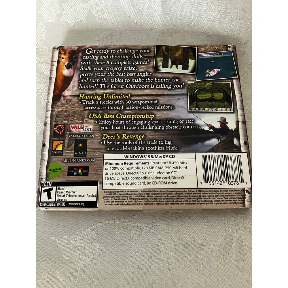 1994-1996 Great Outdoor Pack PC Cd-Rom Hunting Unlimited USA Bass Deer's Revenge